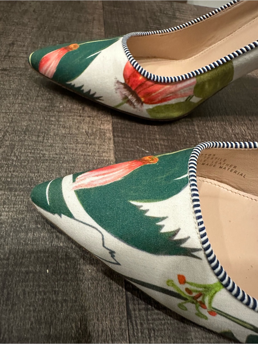 J. Crew Green and White Floral Pointed-Toe Pumps - Picture 2 of 12